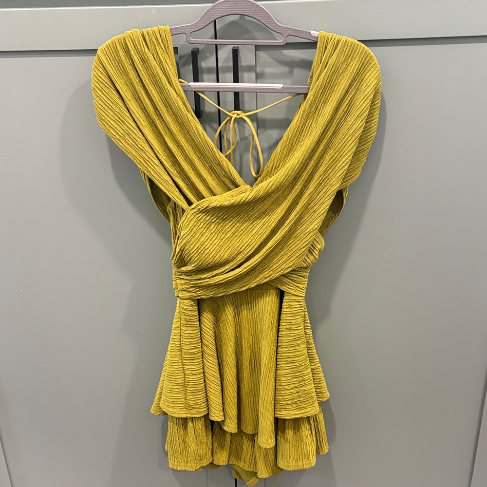 Lena Mustard Yellow Pleated romper